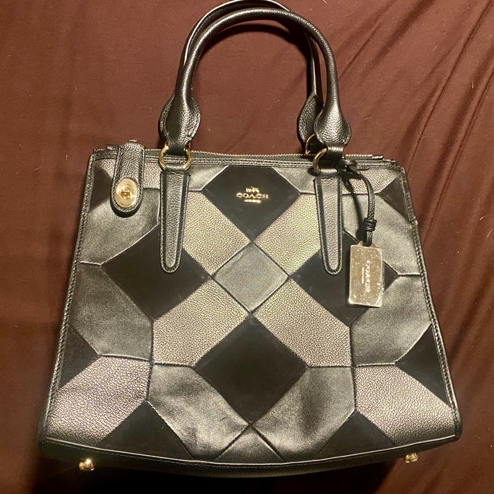 Coach Black and Gray Geometric Satchel